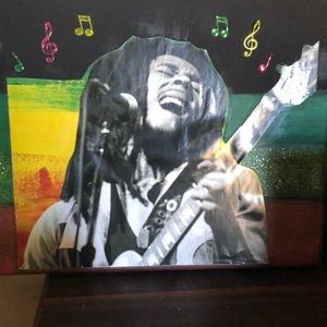 Bob Marley...hand painted back drop on black canvas